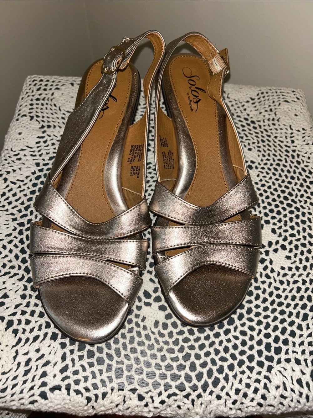 Softspots Metallic Bronze Slingback Sandals - Rose Gold Tone Size 9.5